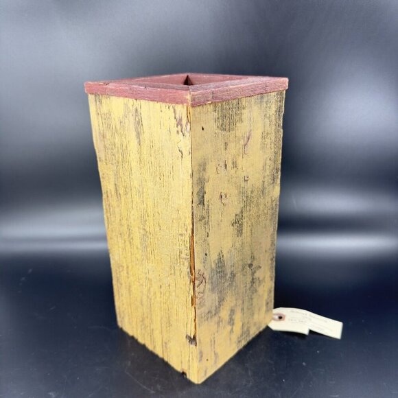 Eric Erf Primitive Barn Wood Vase Vessel Vintage Decor Hand Made Reclaimed VTG - Picture 12 of 15